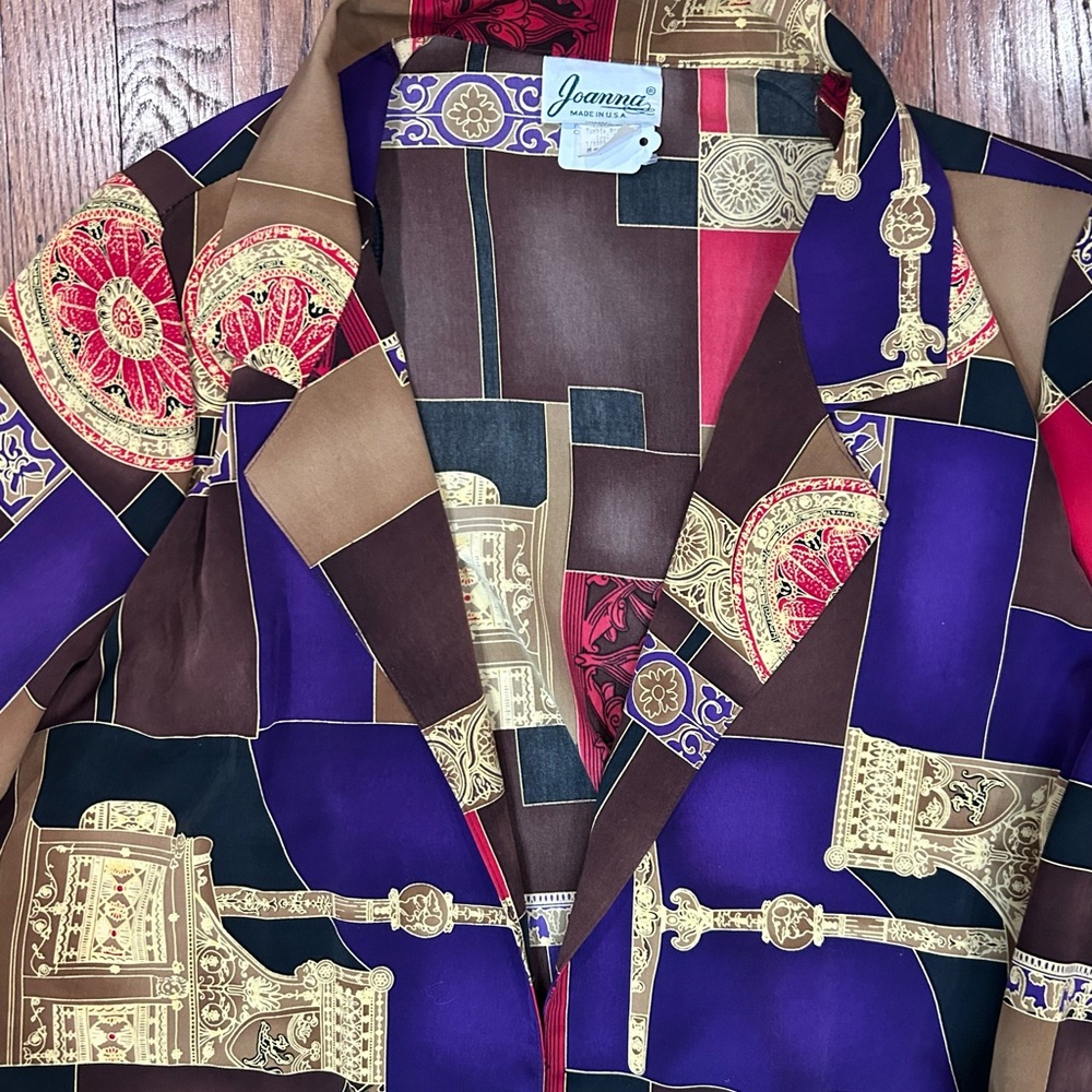 Vintage Patchwork Button-Up Blazer in Purple, Bro… - image 5